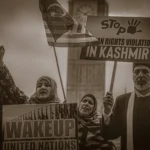 Activists demanding an end to human rights violations in Kashmir during a protest in central London scaled 1